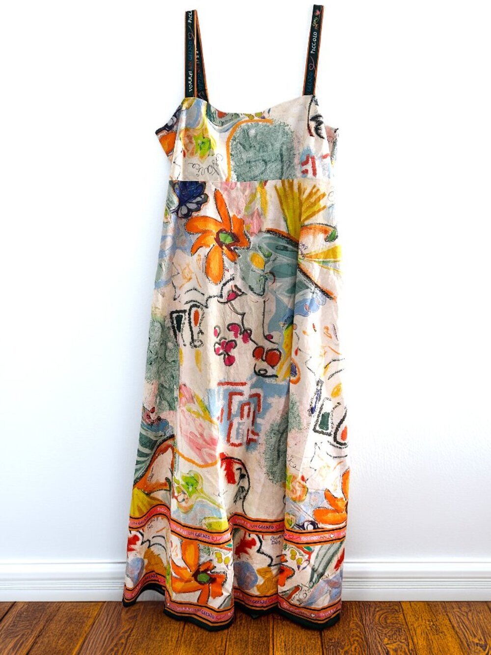 Caroline Constas "Gelato" Cotton Euro Vacation Mediterranean Midi Dress Size L - Picture 2 of 9